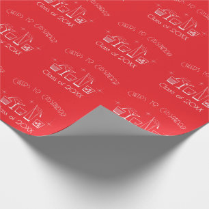 Papel De Regalo Fiesta de Graduación de Gorra y Cóctel Rojo