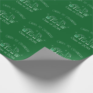 Papel De Regalo Fiesta de Graduación de Gorra y Cóctel Verde Oscur