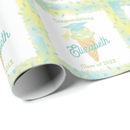 Papel De Regalo Fiesta de Graduación de Helado Azul Verde