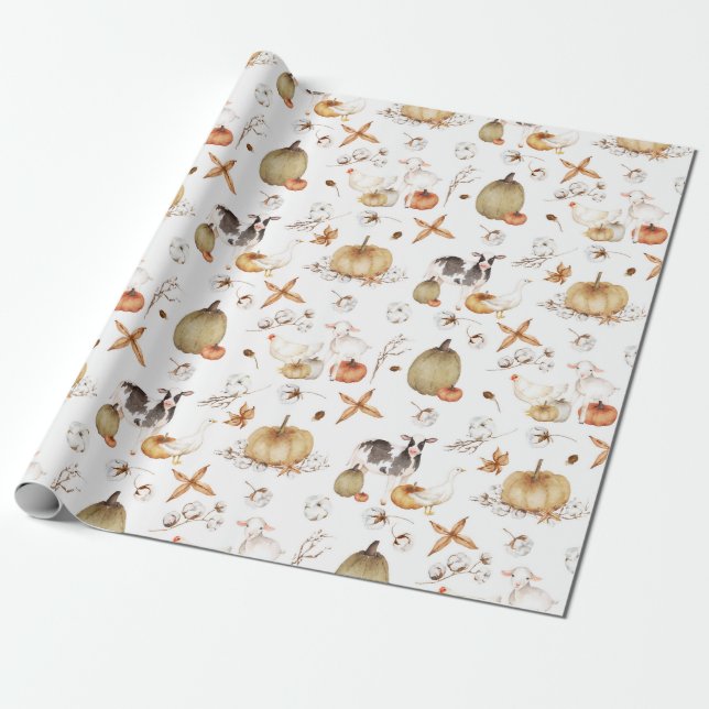 Papel De Regalo Fiesta de granja de otoño (Desenrollado)