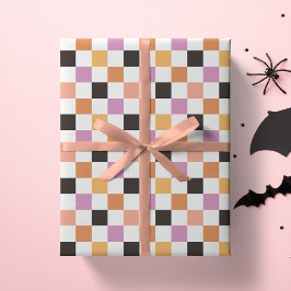 Papel De Regalo Fiesta de Halloween Coquette a Cuadros