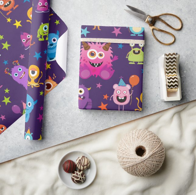 Papel De Regalo Fiesta De Halloween De Monstruo De Disfraces Para  (Artesanía)