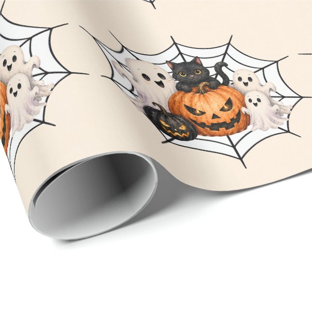 Papel De Regalo Fiesta de Halloween espeluznante  (Esquina del rollo)