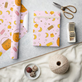 Papel De Regalo Fiesta de Halloween Retro Cute Rosa