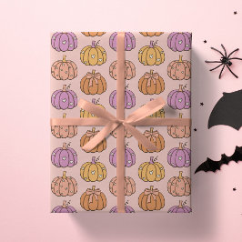 Papel De Regalo Fiesta de Halloween Rosa Coquette Femenina Calabaz