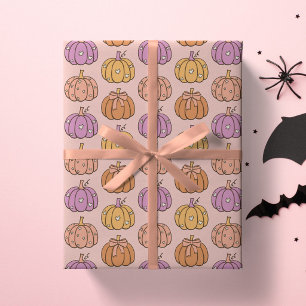 Papel De Regalo Fiesta de Halloween Rosa Coquette Femenina Calabaz