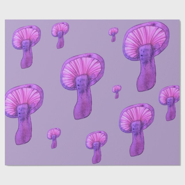Papel De Regalo Fiesta de hongos morados (Superficie plana)