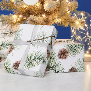 Papel De Regalo Fiesta de la pina acuarela y las pineconas