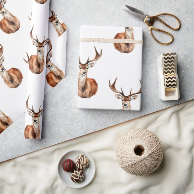 Papel De Regalo Fiesta de la vida silvestre de la cabeza de ciervo (Artesanía)
