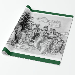 Papel De Regalo Fiesta de los Navidades de los gatos de Louis Wain