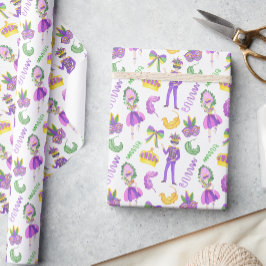Papel De Regalo Fiesta de Mardi Gras con Acuarela
