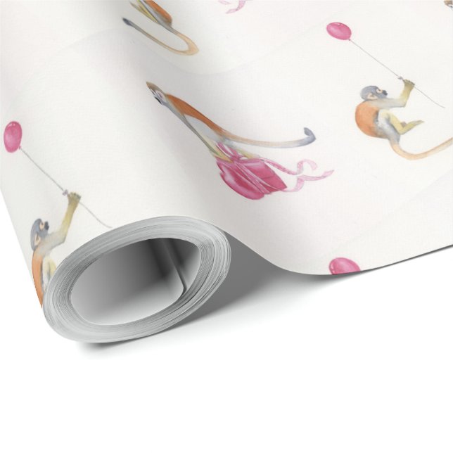 Papel De Regalo Fiesta de mono Cumpleaños Ajuste de regalo de 18 m (Esquina del rollo)