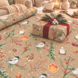 Papel De Regalo Fiesta de Navidad del carbonero de capucha negra a