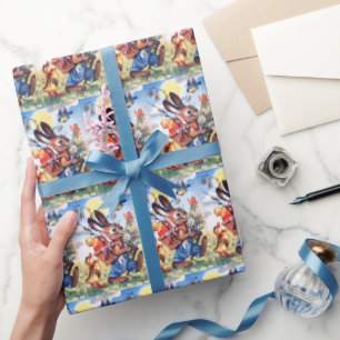 Papel De Regalo Fiesta de Navidad Retro Viejo de Pascua