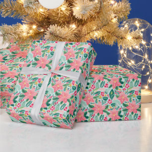 Papel De Regalo Fiesta de Navidades de azulejos rosados festivos