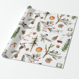 Papel De Regalo Fiesta de Navidades de pájaros de Cap Negro