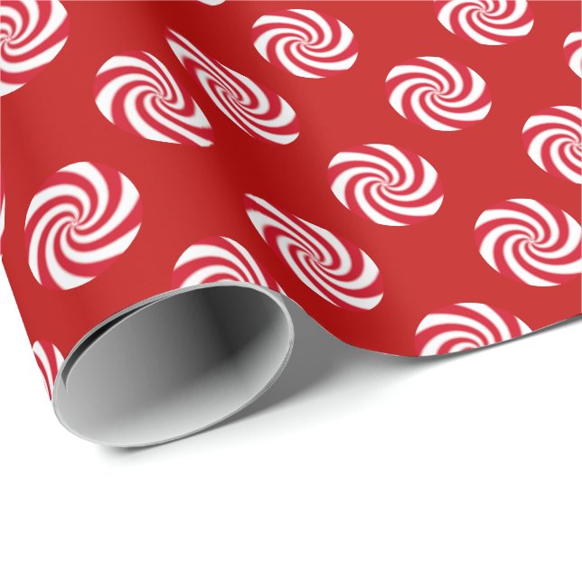 Papel De Regalo Fiesta de Navidades de Peppermint Candy Swirl (Esquina del rollo)