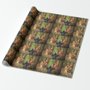 Papel De Regalo Fiesta de Navidades de tigres de oso animal