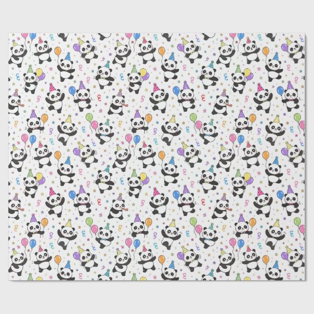 Papel De Regalo Fiesta de Panda (Superficie plana)
