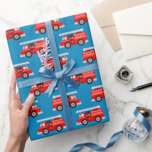 Papel De Regalo Fiesta de patrón de camión de bomberos para niños 