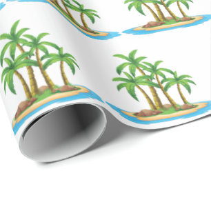 Papel De Regalo Fiesta de patrón de palmera de playa linda