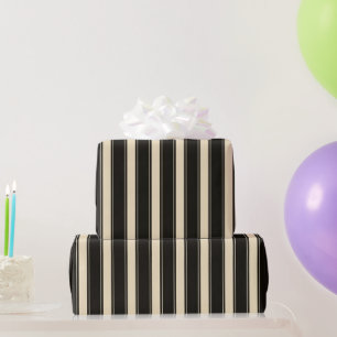 Papel De Regalo Fiesta de patrón de rayas negras crema