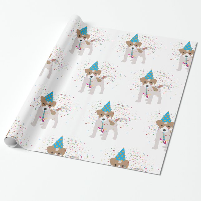 Papel De Regalo Fiesta de perros - Animales cachorran teniendo un  (Desenrollado)