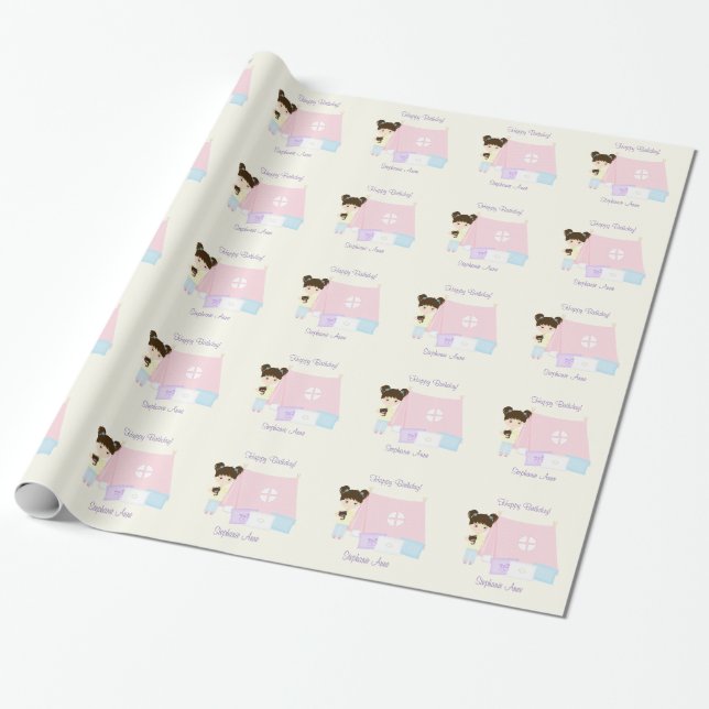 Papel De Regalo Fiesta de pijamas con glamping (Desenrollado)
