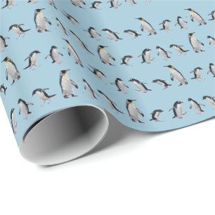 Papel de Regalo Fiesta de Pingüinos (Elige tu Colo
