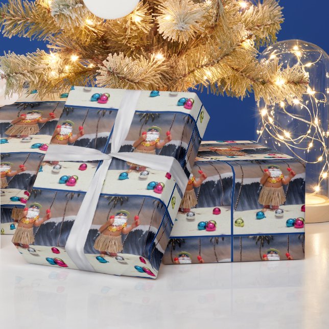 Papel De Regalo Fiesta de playa Rockin' de Santa - Navidades (Vacaciones)