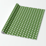 Papel De Regalo Fiesta de puntos de polka verde y blanco<br><div class="desc">Papel de ajuste de Fiesta de puntos de polka verde y blanco</div>