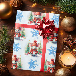 Papel De Regalo Fiesta de ratón de Navidades cutas