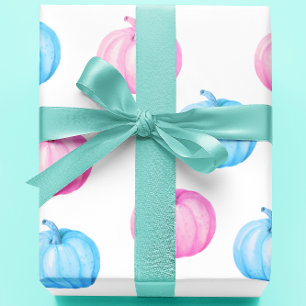 Papel De Regalo Fiesta de revelación de género de calabaza azul ro