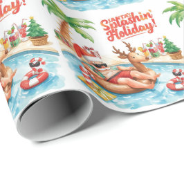 Papel De Regalo Fiesta de Santa Navidades en la piscina