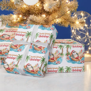 Papel De Regalo Fiesta de Santa Navidades en la piscina