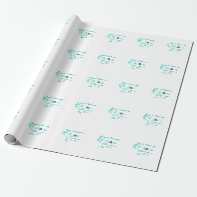 Papel De Regalo fiesta de soltera Turquoise Margs & Matrimony (Desenrollado)