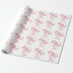 Papel De Regalo Fiesta de té de novia rosado Rosa nombre floral de<br><div class="desc">Fiesta de té de novia Envuelto Papel con té de oro rosa rosado en el corazón de flores. Utilice personalizar esta plantilla para cambiar el texto. Más productos con este diseño están en la colección de abajo.</div>