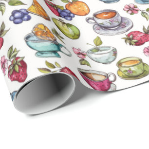 Papel De Regalo Fiesta de té divertido con baldosas
