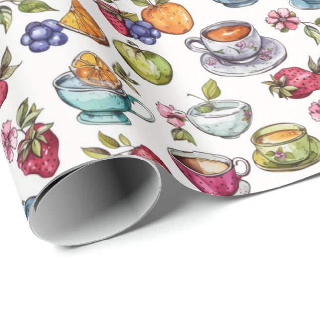 Papel De Regalo Fiesta de té divertido con baldosas (Esquina del rollo)