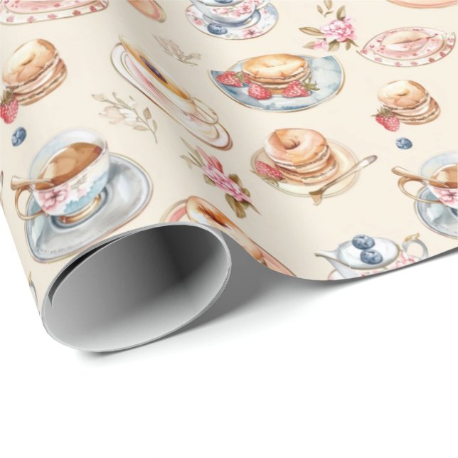 Papel De Regalo Fiesta de té divertido con baldosas (Esquina del rollo)
