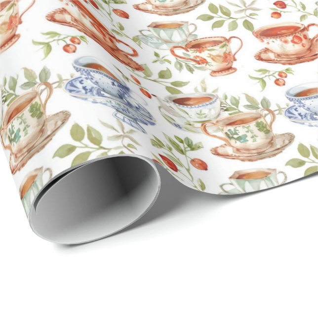 Papel De Regalo Fiesta de té divertido con baldosas (Esquina del rollo)