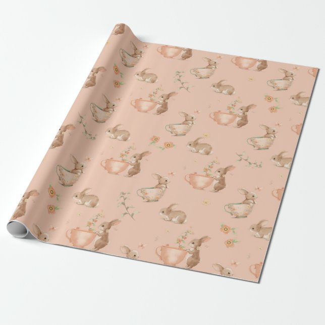 Papel De Regalo fiesta de té lindo conejo (Desenrollado)