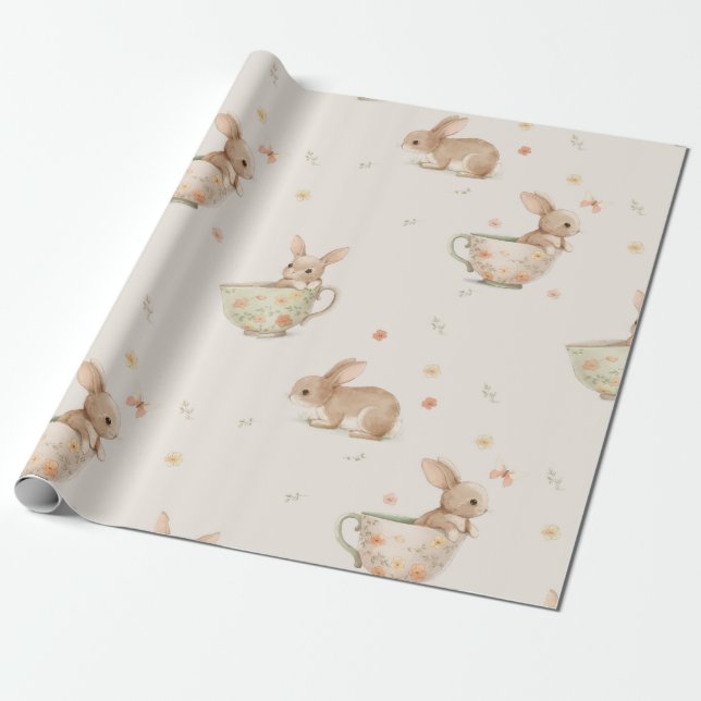 Papel De Regalo fiesta de té lindo conejo (Desenrollado)
