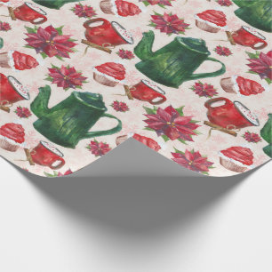 Papel De Regalo fiesta de té navideño en acuarela
