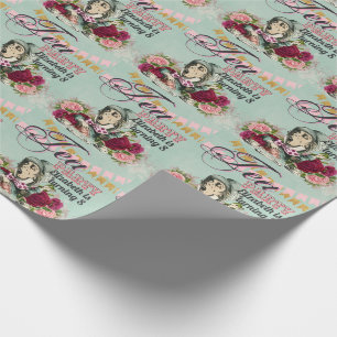 Papel De Regalo Fiesta de té personalizada vintage de Alicia en el