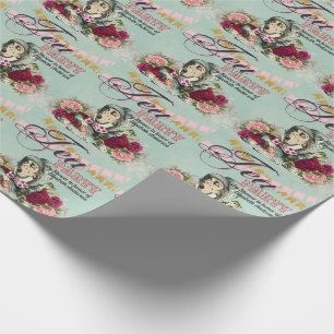 Papel De Regalo Fiesta de té personalizada vintage de Alicia en el