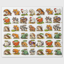 Papel De Regalo Fiesta de Vómitos y Cacas: Caos Animal