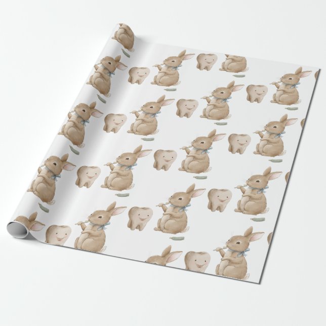 Papel De Regalo Fiesta del niño de Bunny First Tooth (Desenrollado)