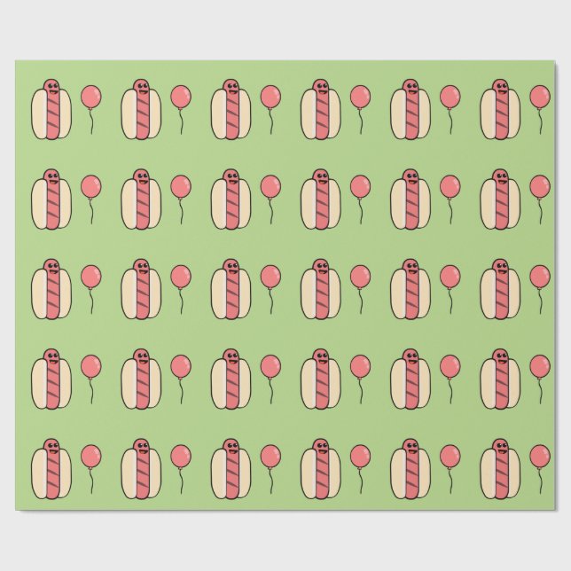Papel De Regalo Fiesta del perrito caliente (Superficie plana)