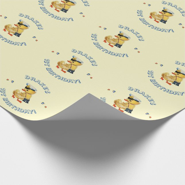 Papel De Regalo Fiesta del primer cumpleaños del pato afortunado (Esquina)